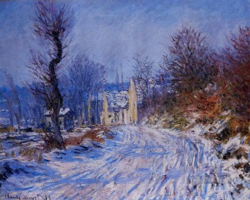  winter Oil Painting - Road to Giverny in Winter Claude Monet